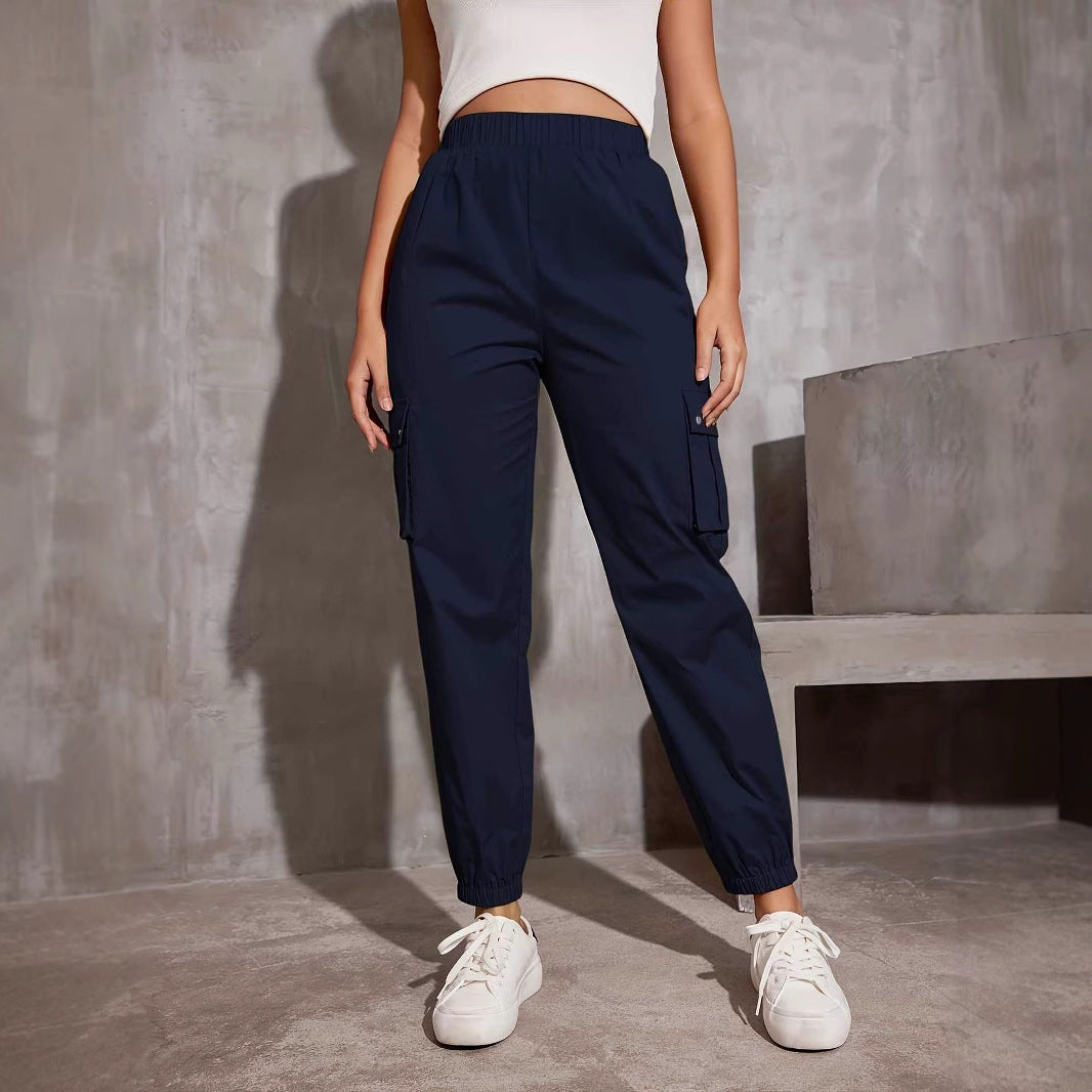 Damen Cargo-Hose mit elastischem Bund und praktischen Seitentaschen GR