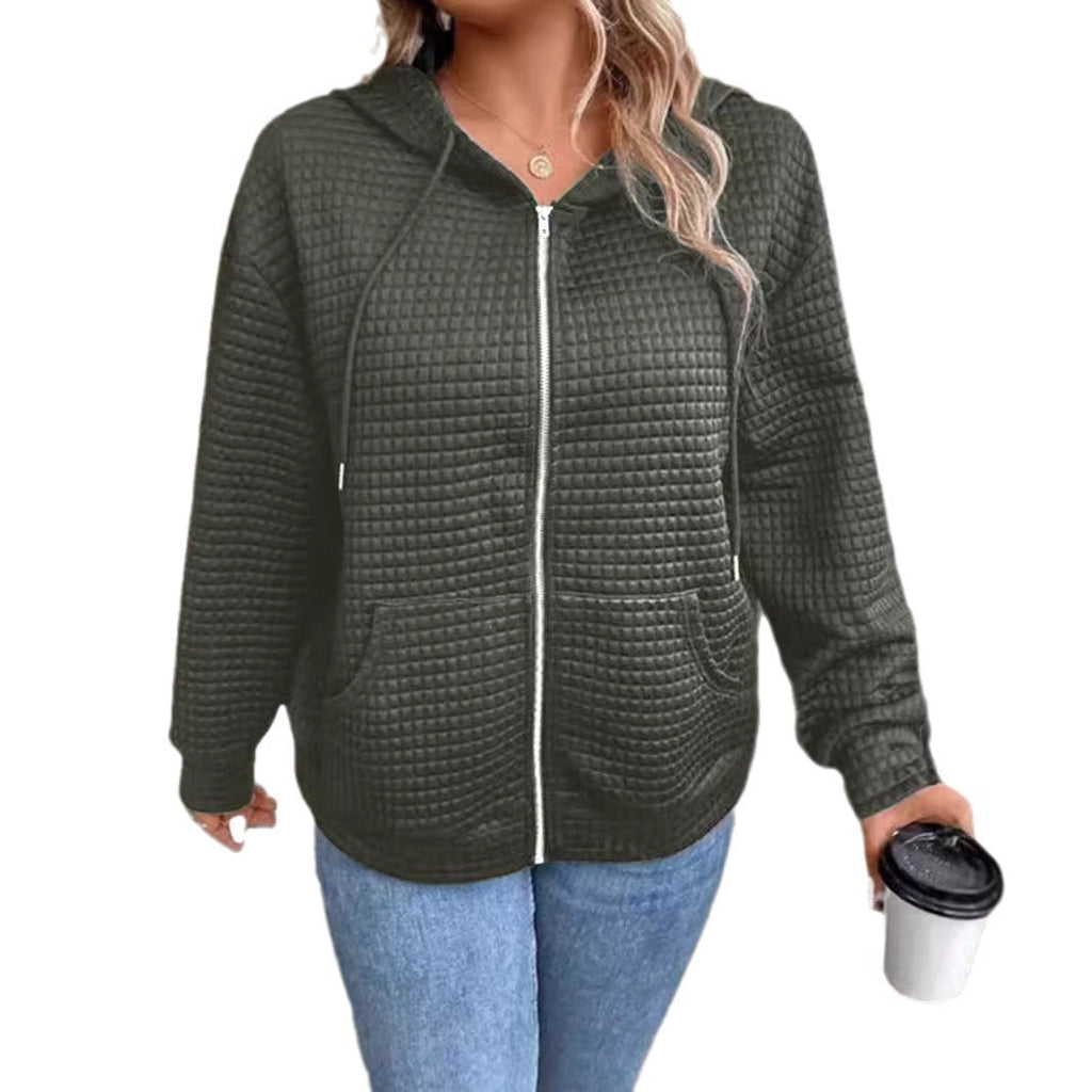 Women's hooded jacket in textured material, size S