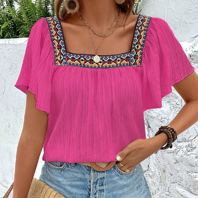 Damen luftige Sommerbluse mit Stickereien GR