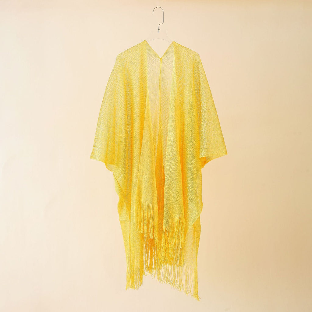 Women's fringed kimono in a transparent, airy fabric, size GR