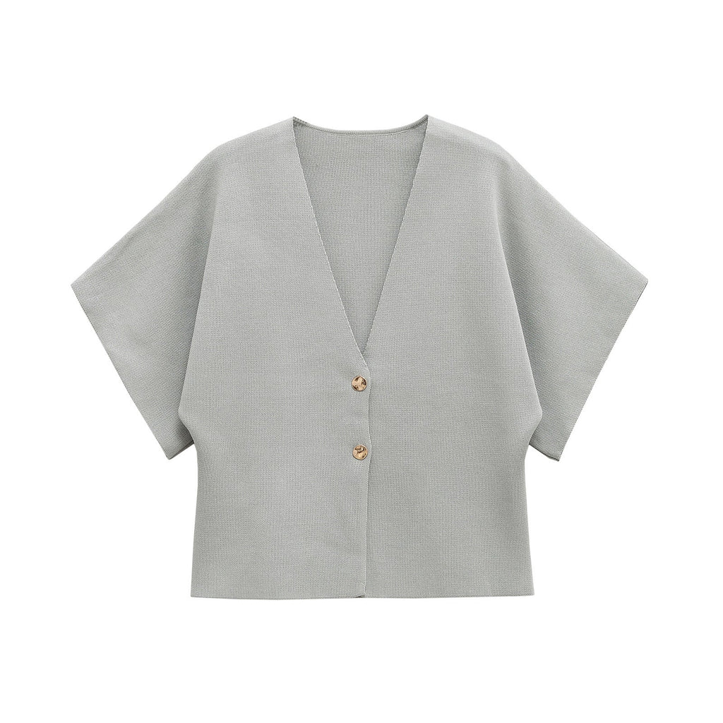 Damen leichte Strickjacke mit elegantem V-Ausschnitt und luxuriösen Knopfdetails GR