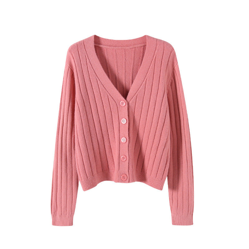 GR | Schnürgestrickter Pullover mit V-Ausschnitt für Damen