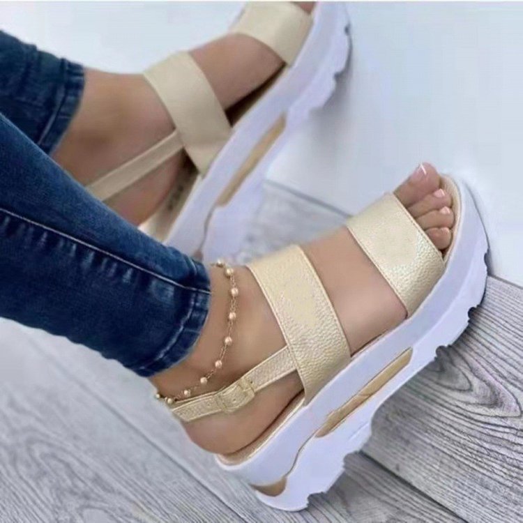 Women's platform sandals with elastic strap and non-slip sole, size GR
