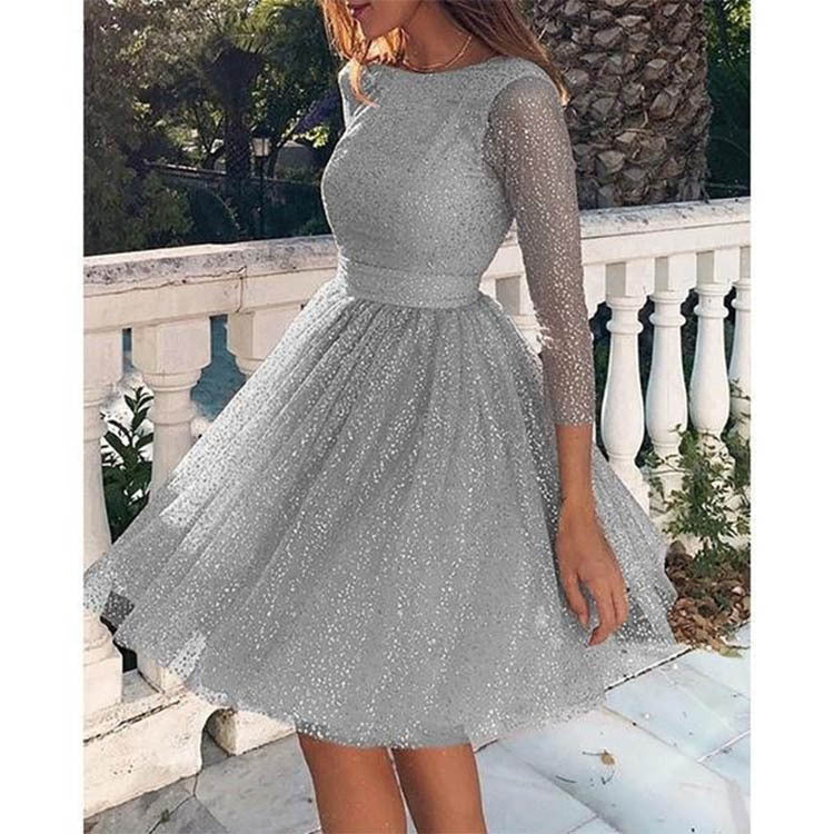 GR | Sexy Elegant Print Mesh V-Neck Evening Dresses