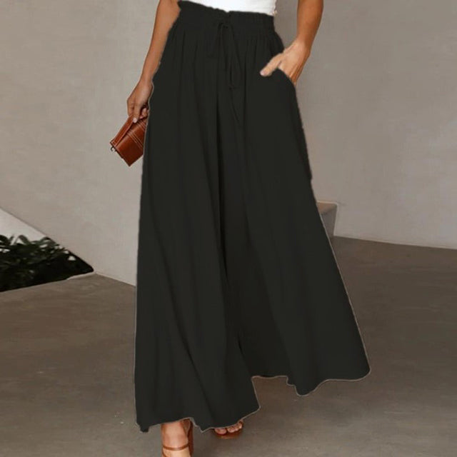 GR | Leichte Damen Leinenhose Mit Weitem Bein Für Frühling Und Sommer