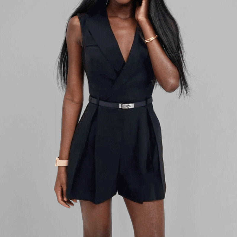 Women's Elegant Bodysuit with Waist Belt, Size