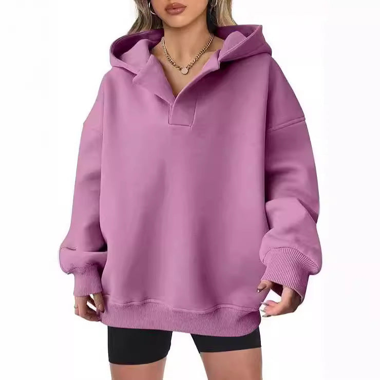 Damen Oversized Kapuzenpullover mit Kängurutasche GR