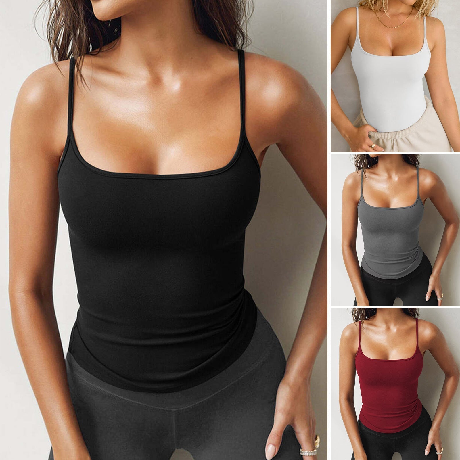 Women's floor-length fitted top with wide straps and square neckline, size GR