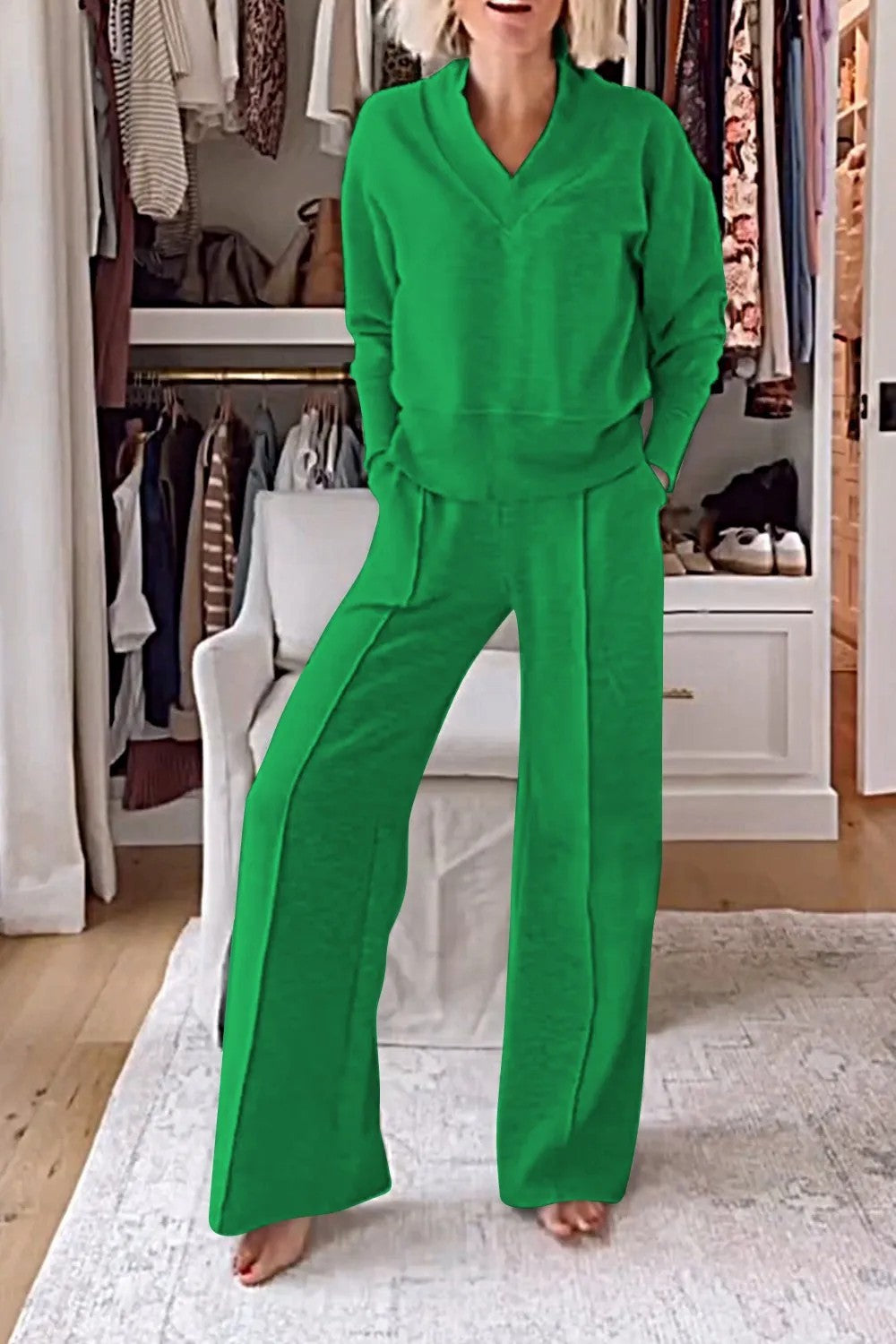 GR | Loose top and wide-leg trousers set 