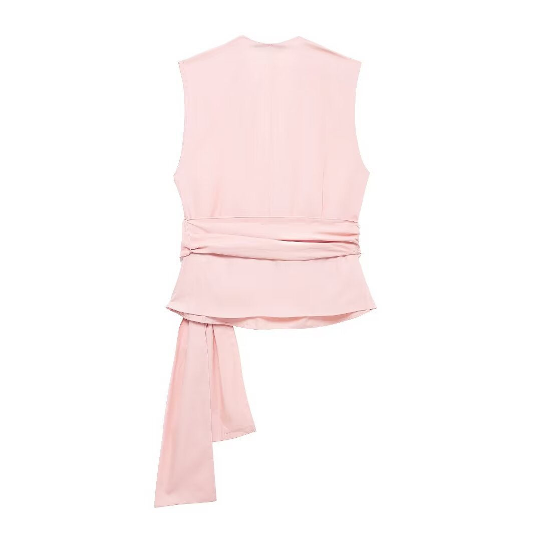 GRMODE | Cardigan mit Schleifen-Dekoration Weste lange Hose Anzug