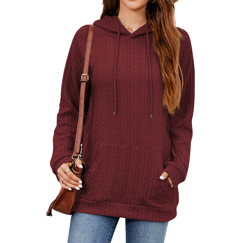 Damen Hoodie mit strukturiertem Muster und praktischer Kängurutasche GR