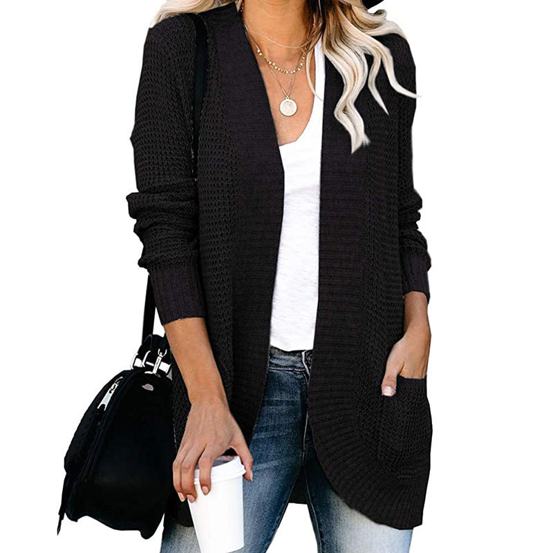 Damen Strickjacke mit offenem Schnitt und seitlichen Taschen GR