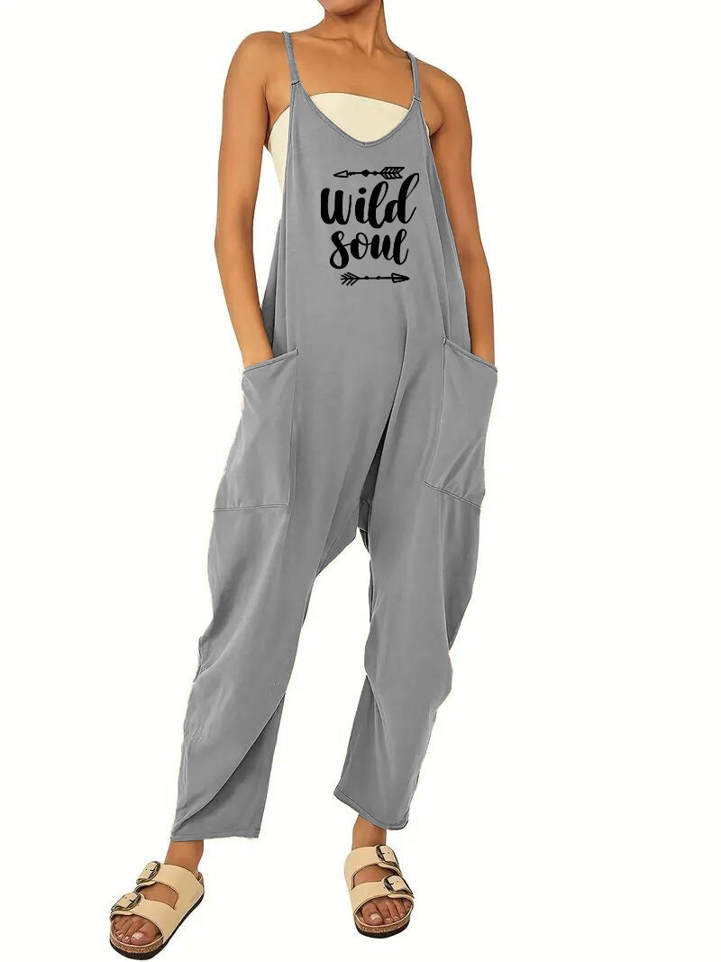 Women's jumpsuit with a relaxed fit and practical pockets, size