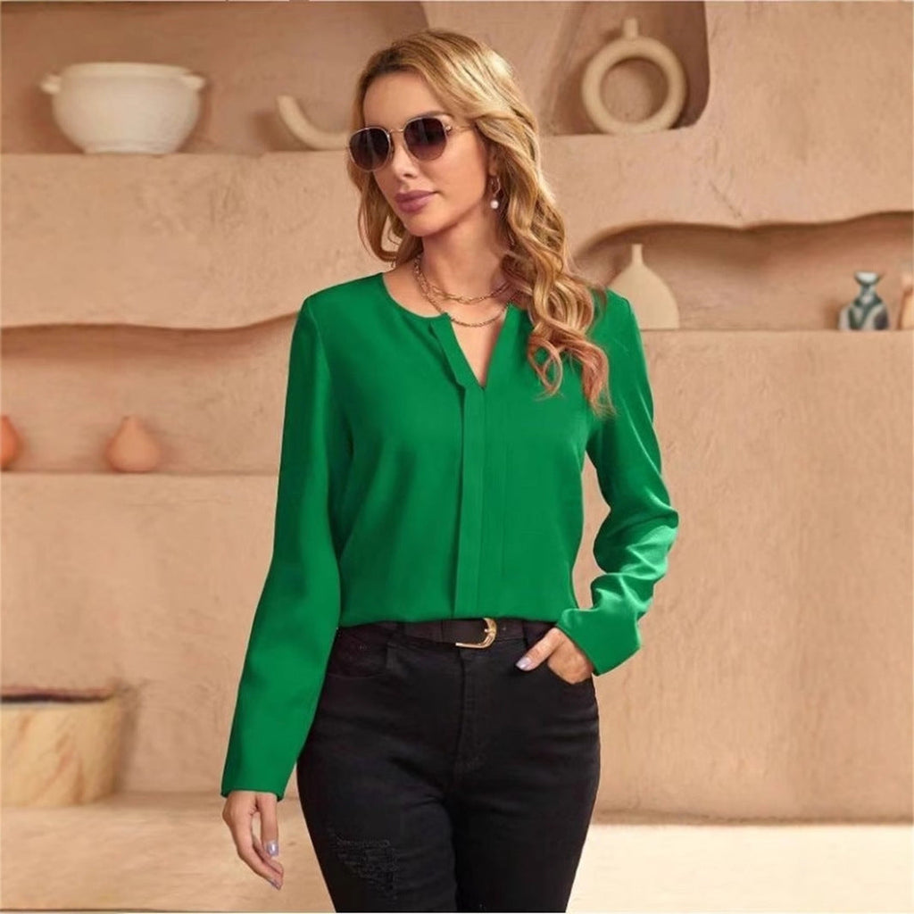 GR | Women's Satin Blouse Imitation Silk Shirt