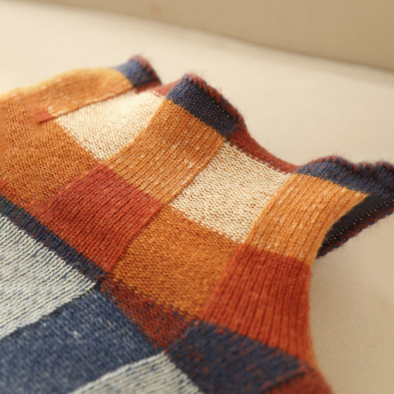 GR | Bunter Karierter Strickpullover