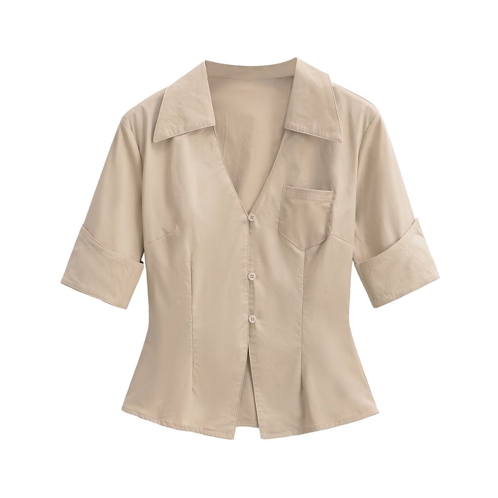 Damen Bluse mit klassischem Revers und zeitlosem Schnitt GR