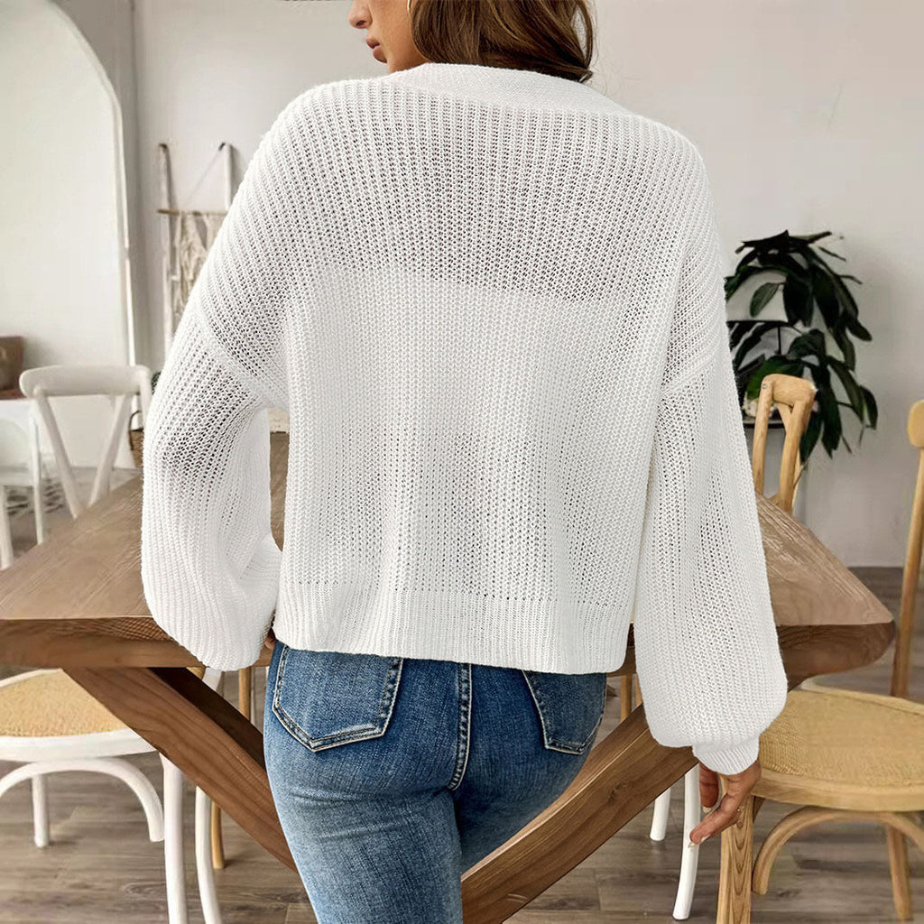 Damen lässige Strickjacke mit eleganter Knopfleiste und weitem Schnitt GR