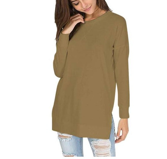 GR | Einfarbiges Rundhals-Casual-Top