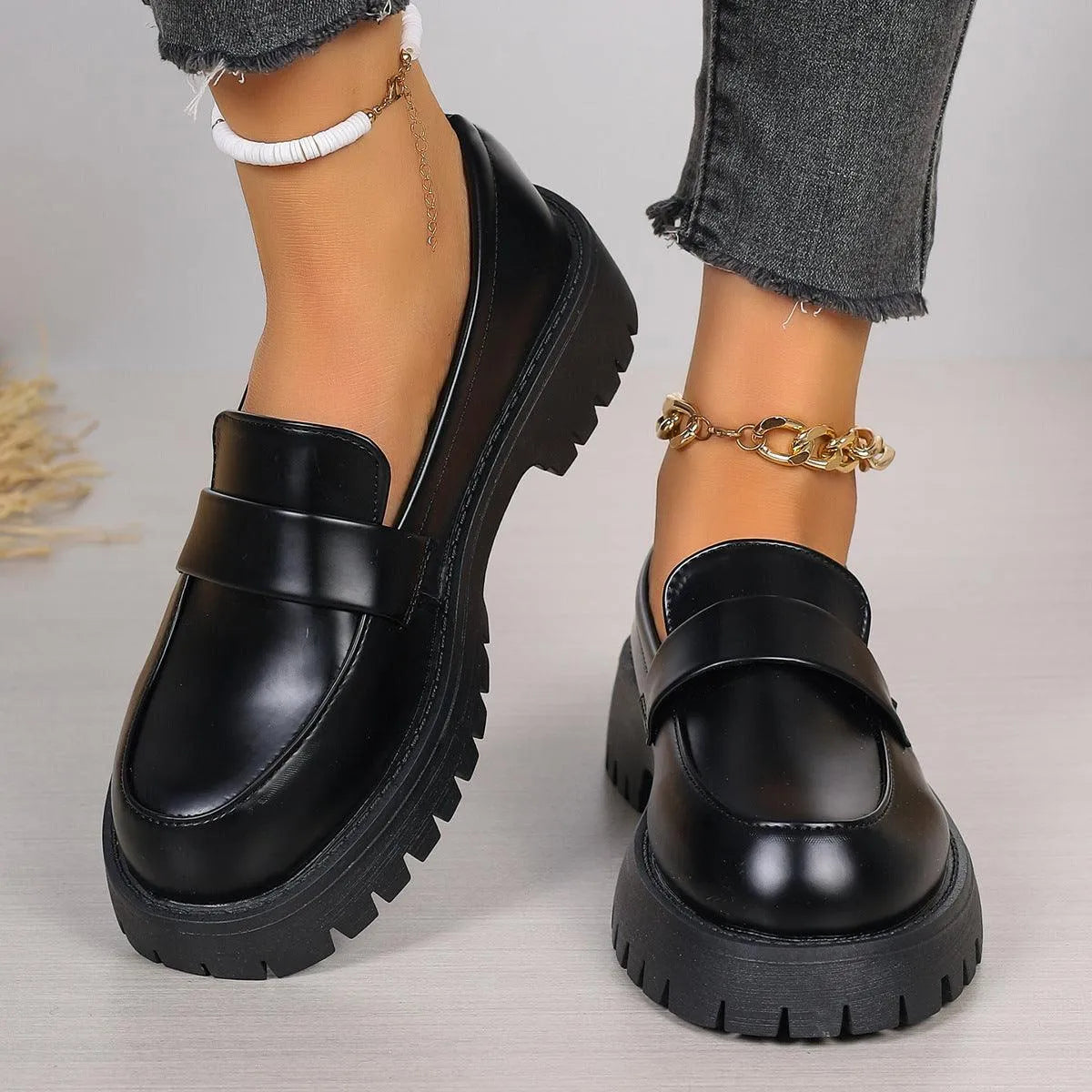 GR | Black platform moccasins 