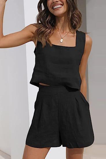 Damen Leichte Sommerbluse und Shorts Set GR