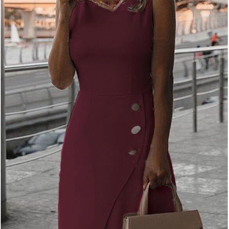 GR | Sleeveless Solid Color Elegant Wrap Dress