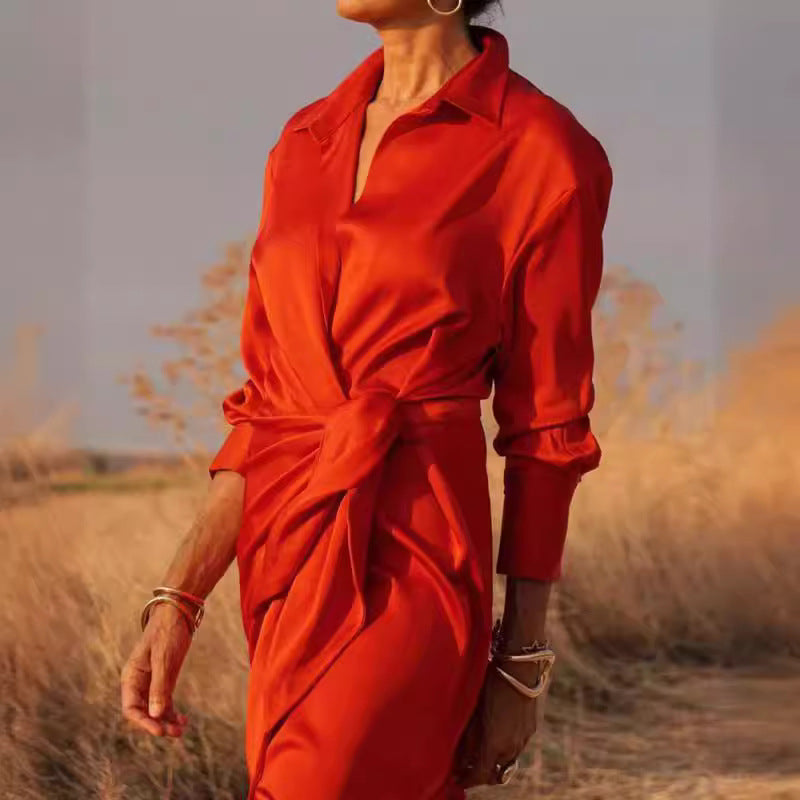 GR | Lace-up High Waist Split Floor Length Dress 