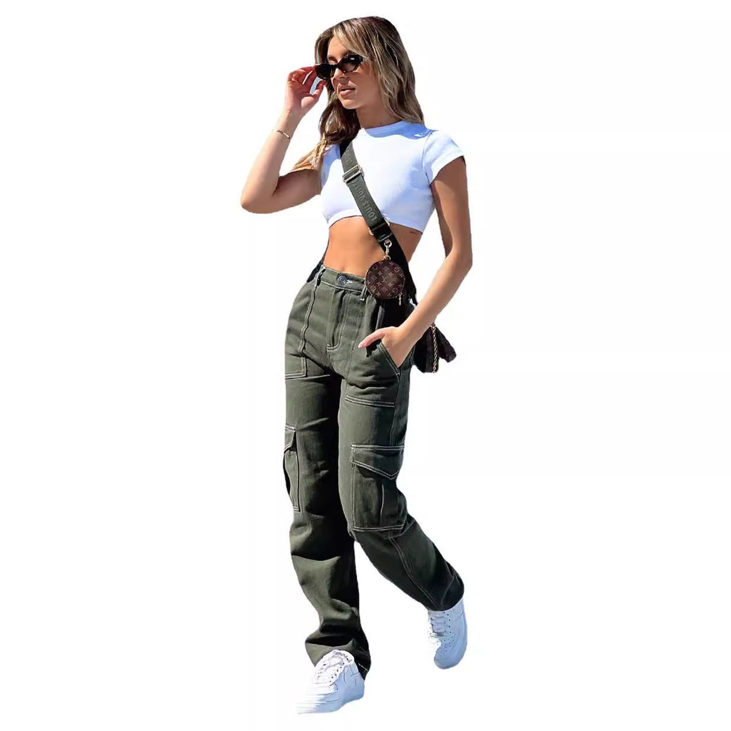 Damen Cargo-Hose mit elastischem Bund und praktischen Taschen GR