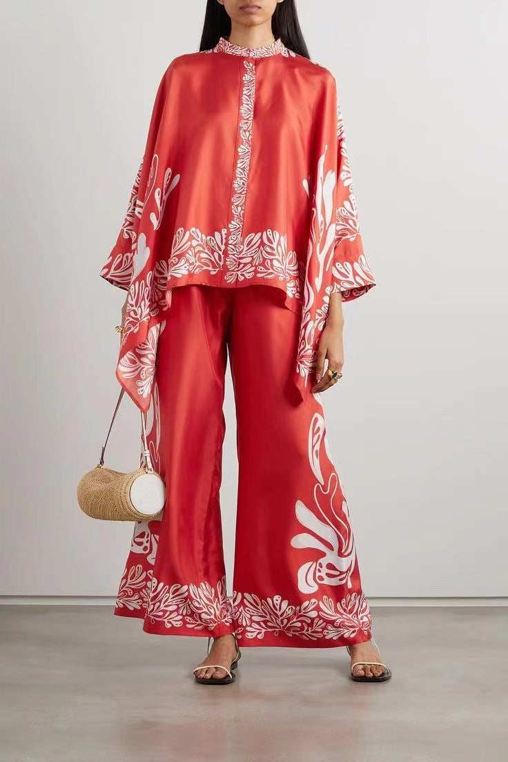 GR | Stand-up collar top and trouser set 