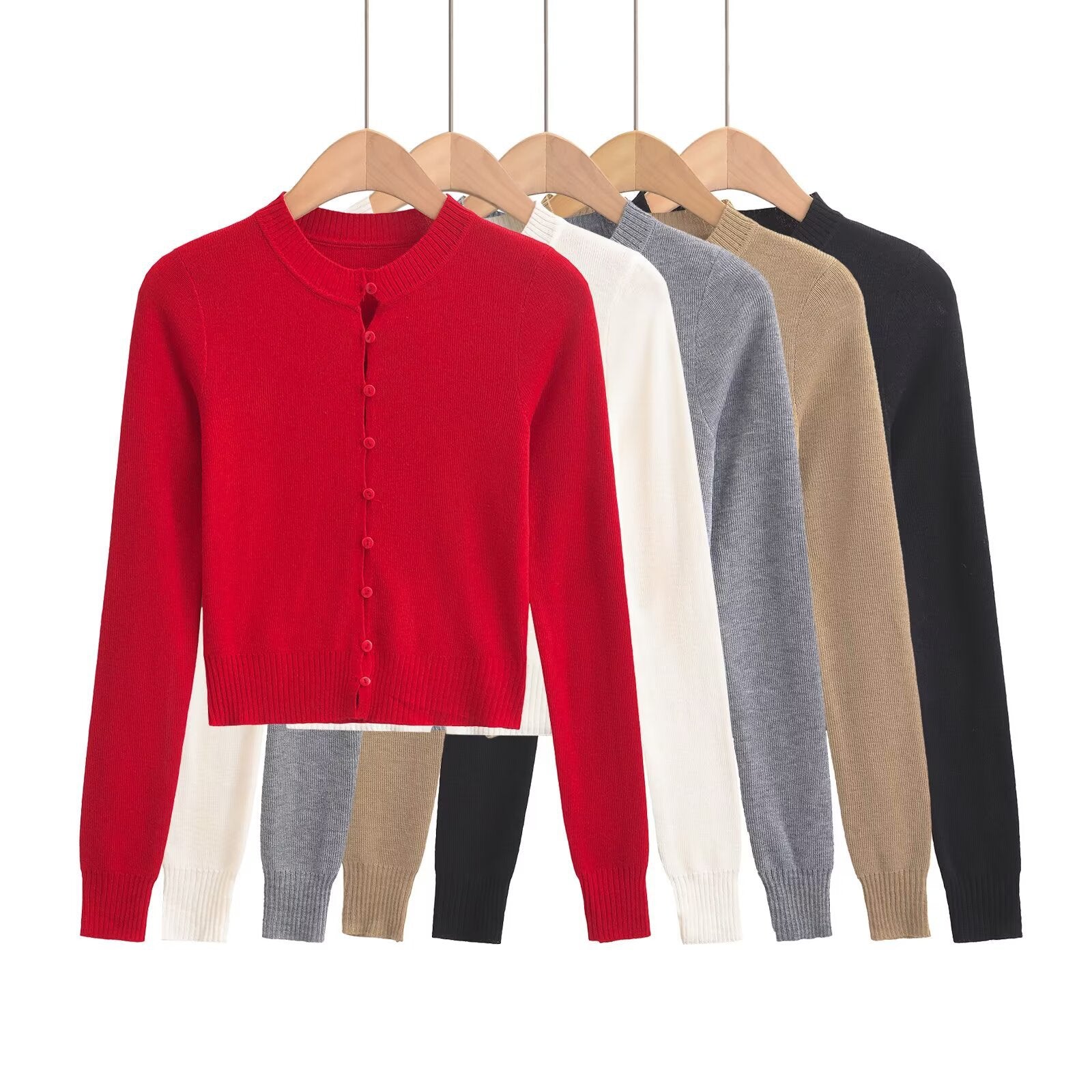 Damen Strickjacke mit modischem Rundhalsausschnitt und eleganter Knopfleiste GR