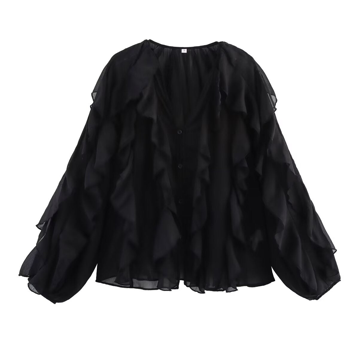 Damen Bluse mit voluminösen Rüschendetails und elegantem Schnitt GR