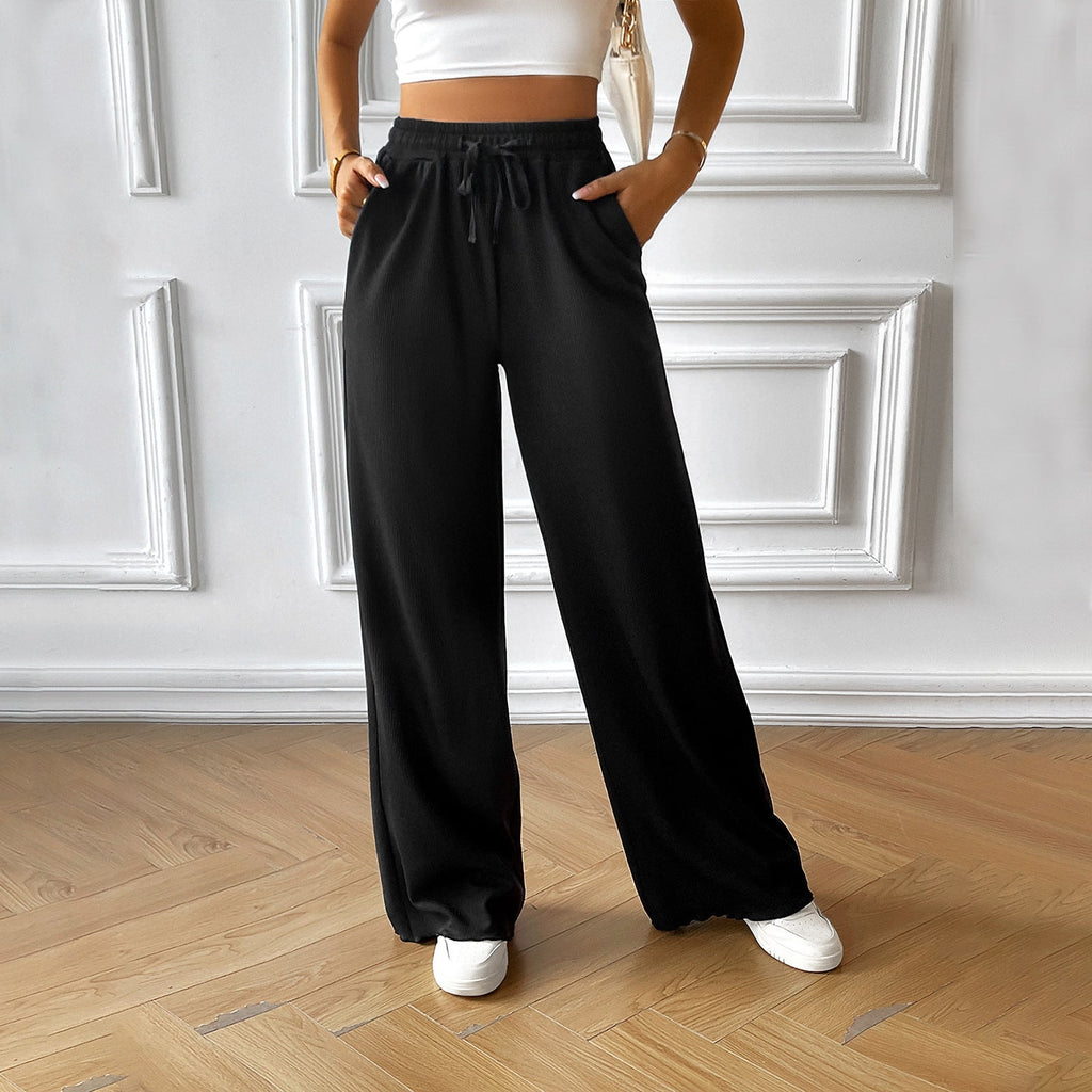 Damen weite Sommerhose mit elastischem Bund und seitlichen Eingrifftaschen GR