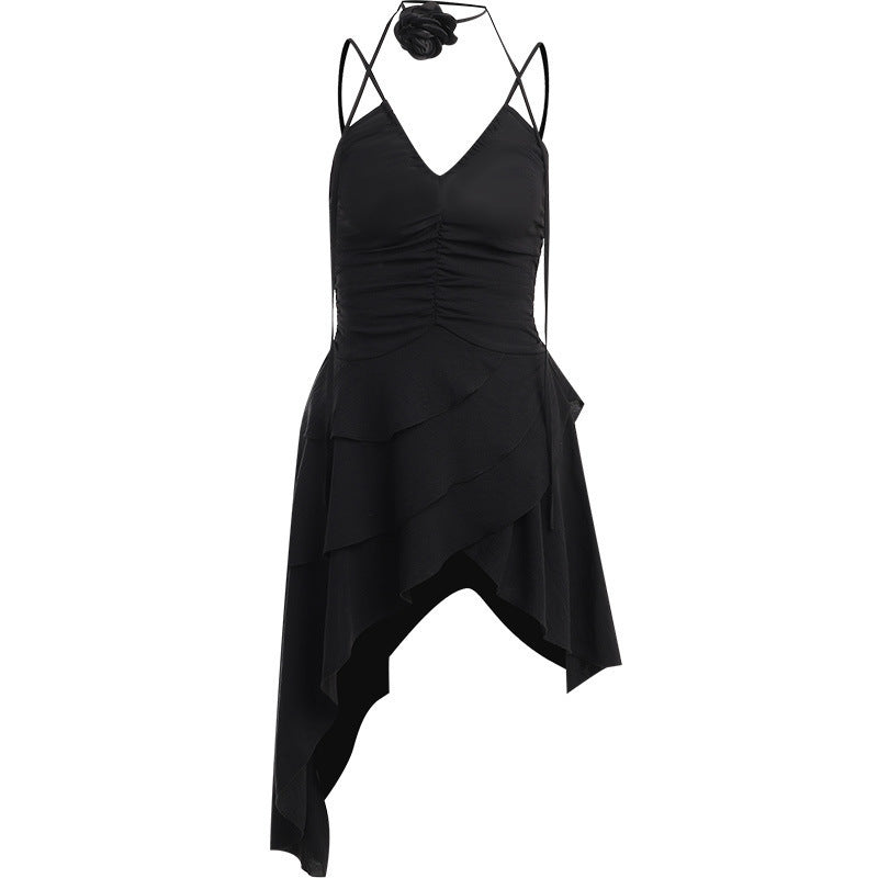 Damen asymmetrisches Sommerkleid mit Rüschendetails GR