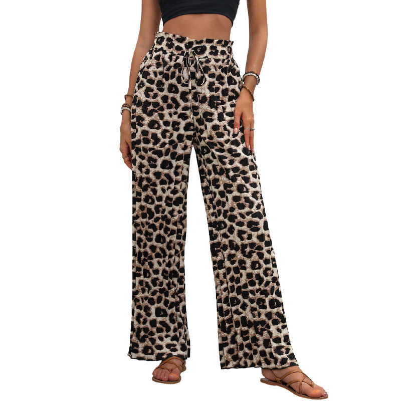 Damen Palazzo-Hose mit stylischem Leoprint und elastischem Taillenzug GR