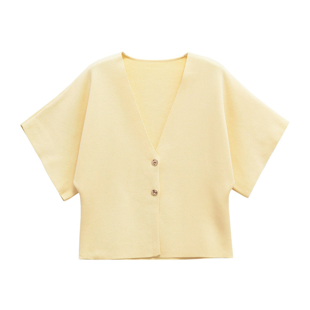 Damen leichte Strickjacke mit elegantem V-Ausschnitt und luxuriösen Knopfdetails GR