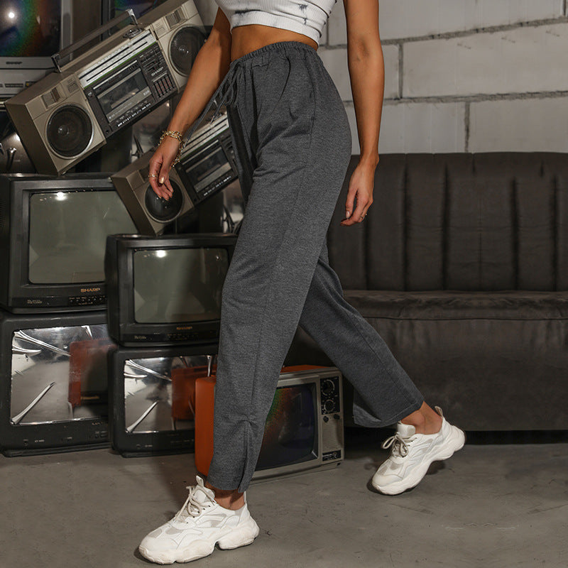 Damen Sportliche Jogginghose mit elastischem Bund und seitlichen Eingrifftaschen GR