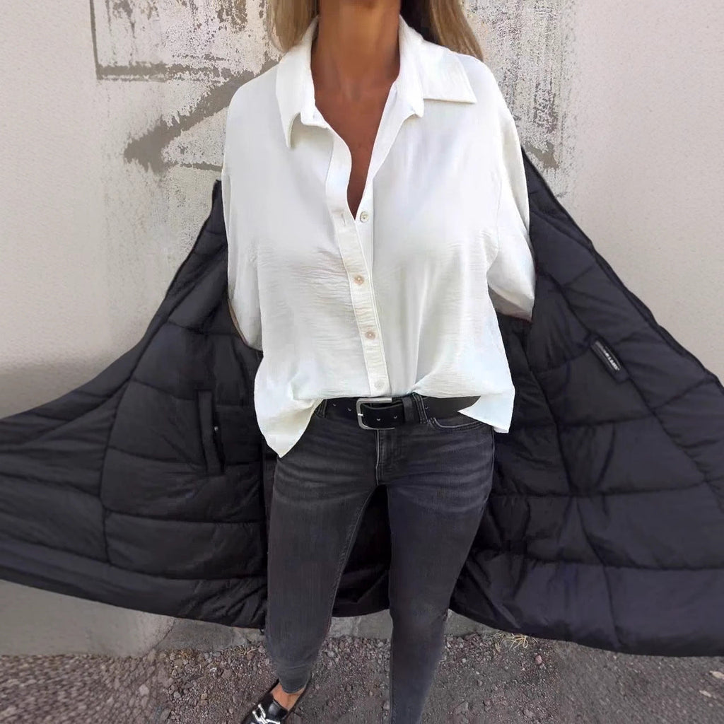 Damen lässige Hemdbluse mit Volantärmeln GR