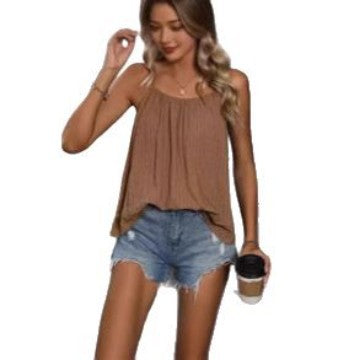 Women's loose, sleeveless top made of breathable, ribbed material, size GR