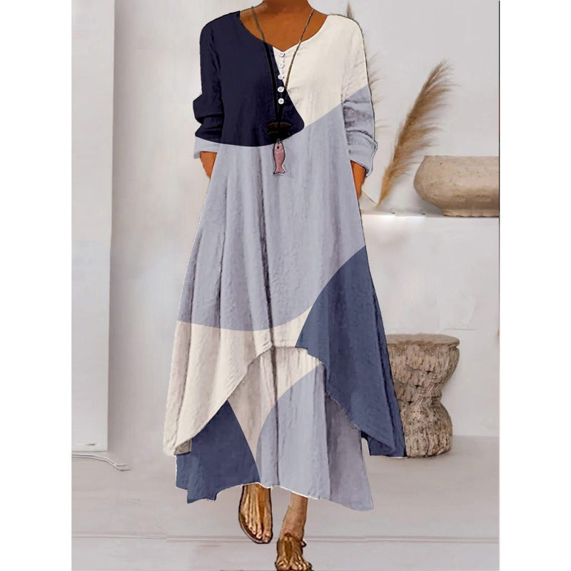 GR | Maxikleid mit Langen Ärmeln und Knopfverschluss