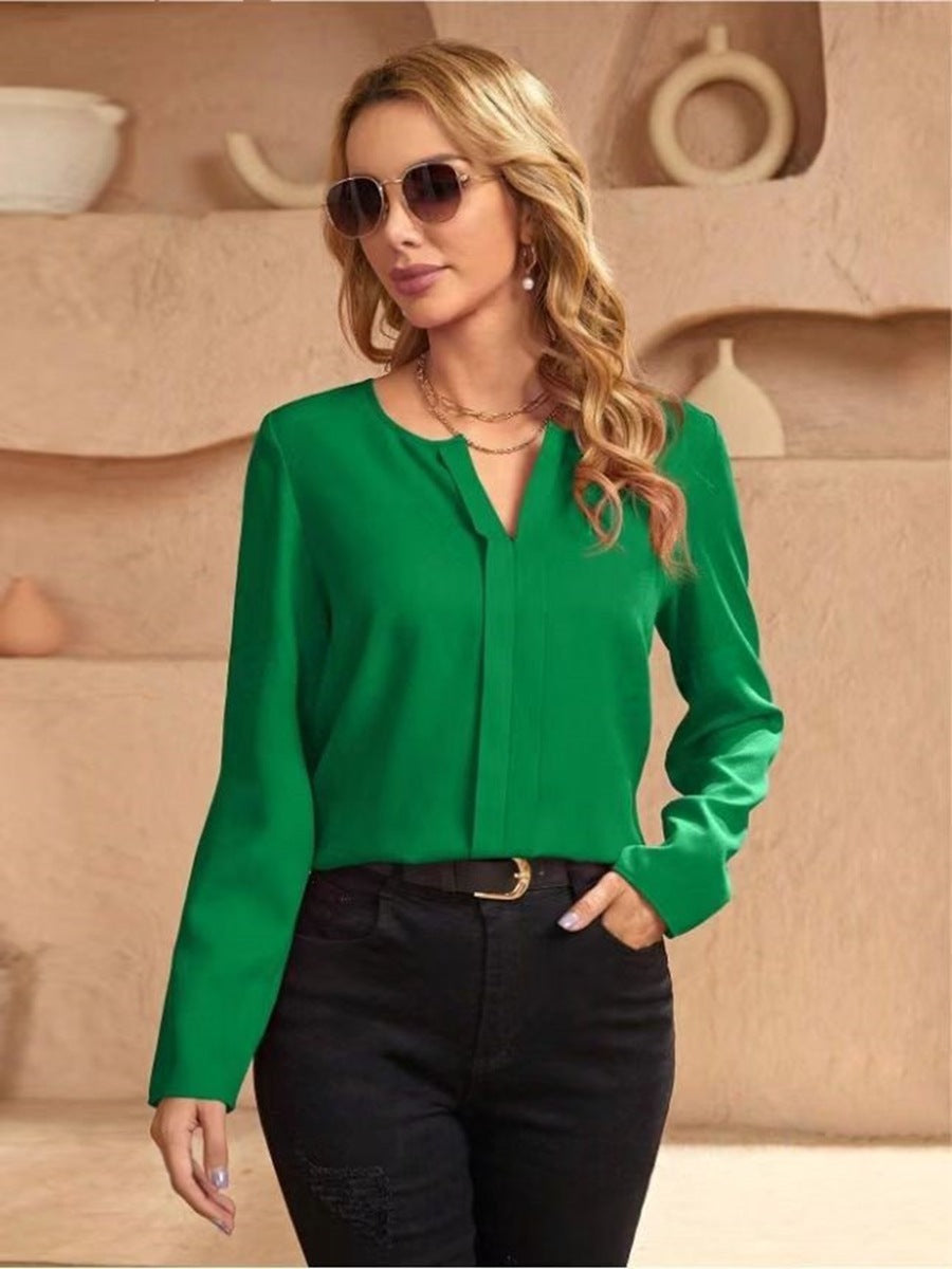 GR | Women's Satin Blouse Imitation Silk Shirt
