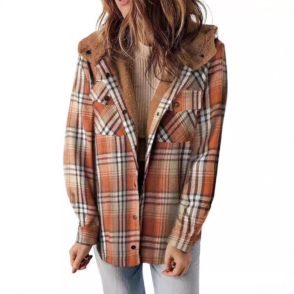 Women's flannel jacket with fleece lining, size