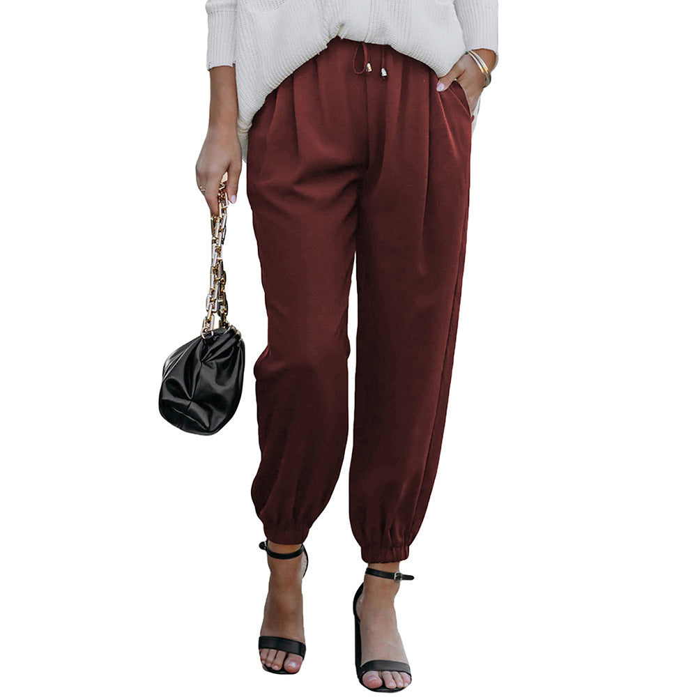 Damen lässige Freizeithose mit elastischem Bund und praktischen Taschen GR