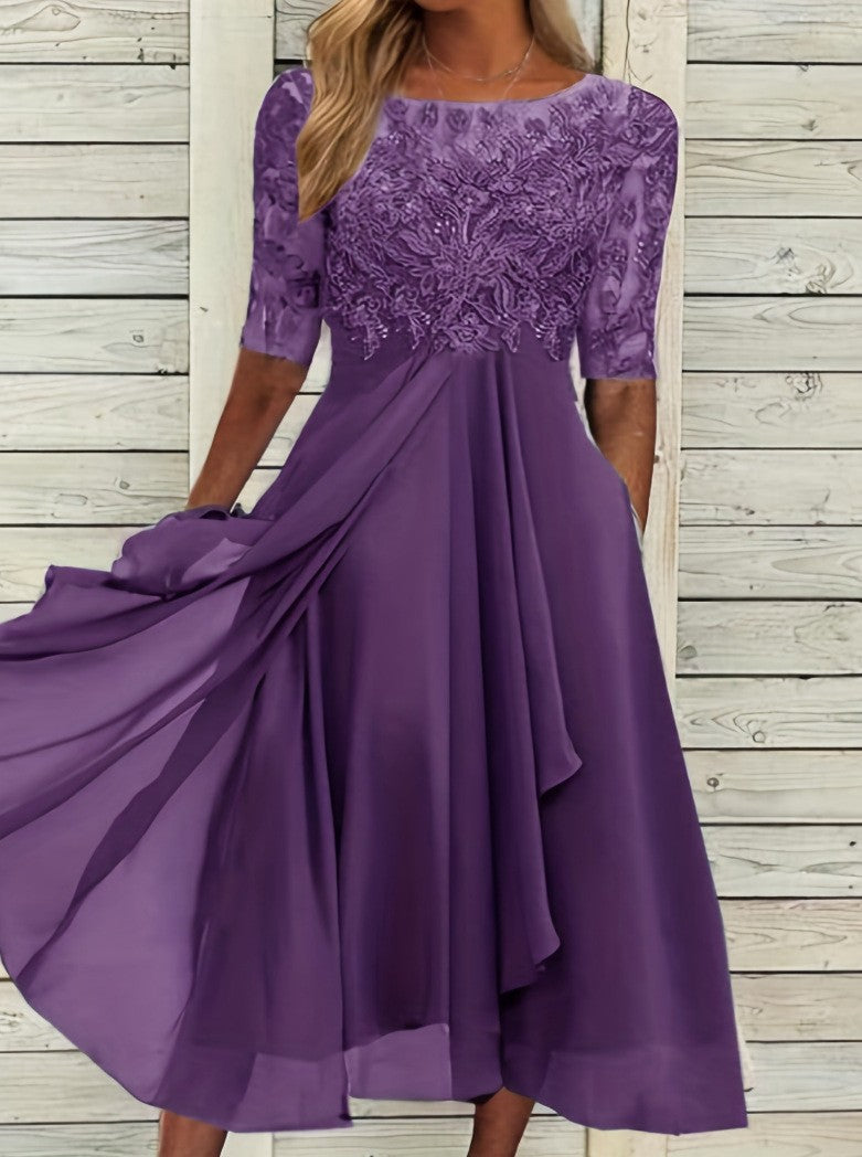 GR | Chiffon-Midikleid für Damen Luftig & Anmutig