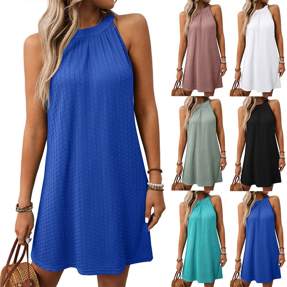 Women's sleeveless casual dress with textured design, size