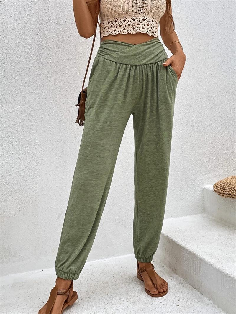Damen lässige Freizeithose mit hohem Bund und bequemen Gummizug GR