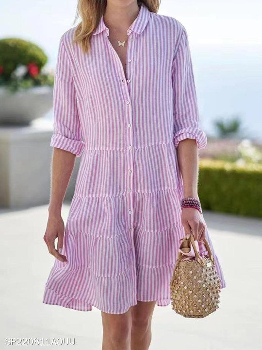 Women's airy shirt dress with animal silhouette and buttoned neckline, size S