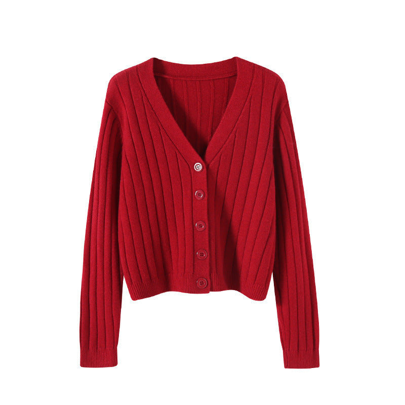 GR | Schnürgestrickter Pullover mit V-Ausschnitt für Damen