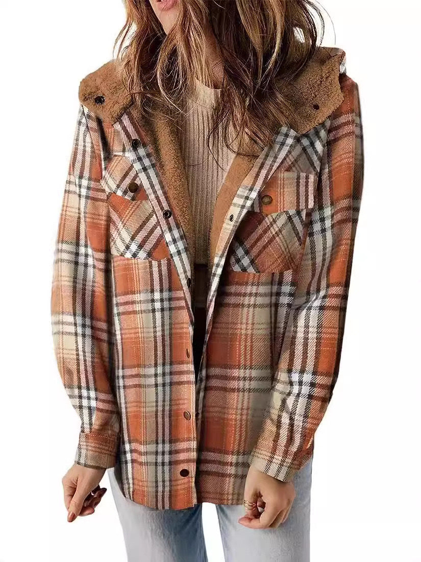 Women's flannel jacket with fleece lining, size