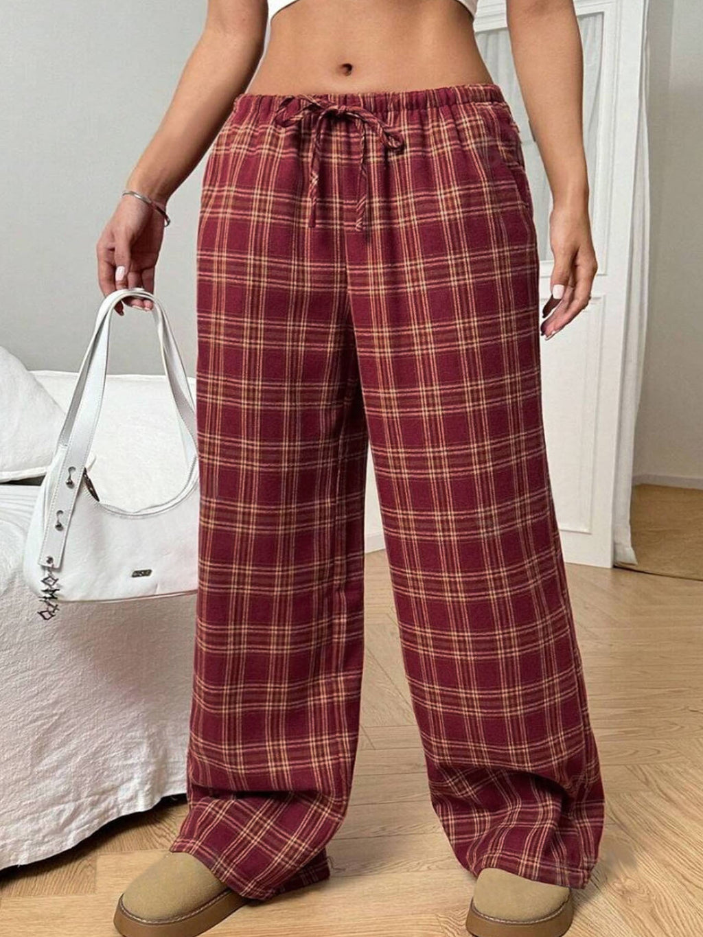 Damen Karierte Freizeithose GR