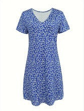 Women's short-sleeved dress with floral design and comfortable cut, size [size missing]
