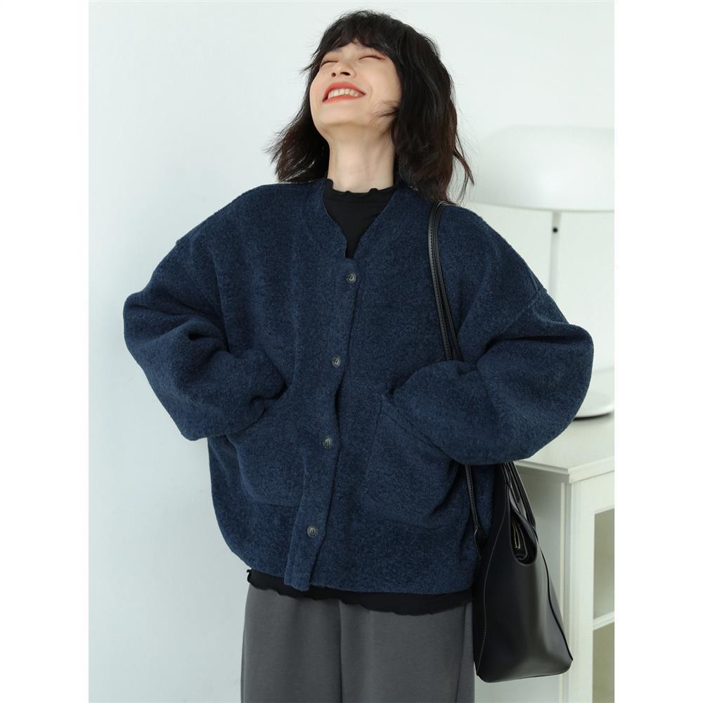 GR Casual Long Sleeve Pockets Blue Jacket